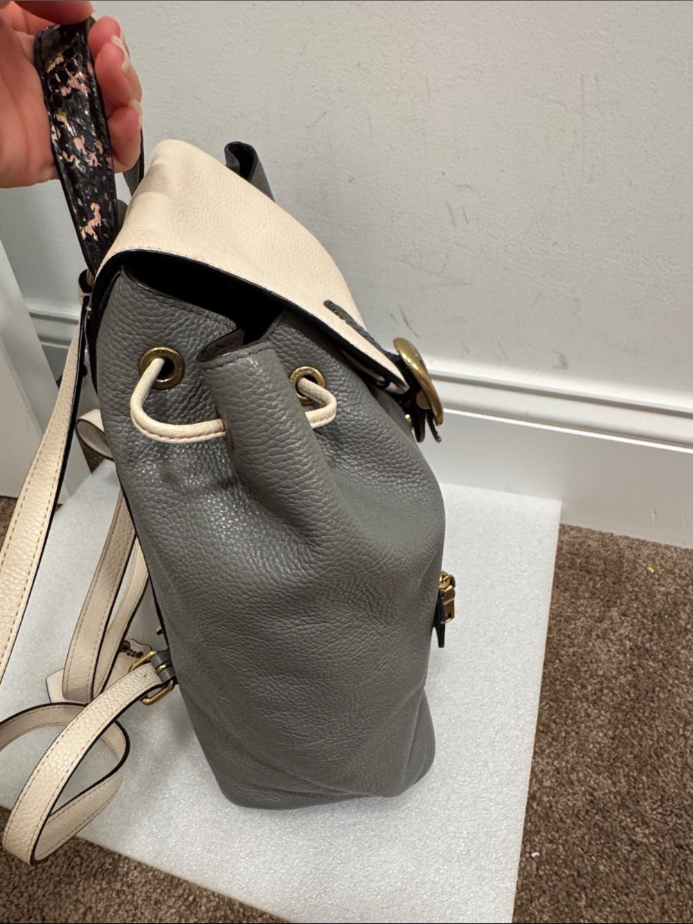 Coach Evie colorblock snakeskin cinch backpack with hangtag 76107 COA - Picture 6 of 13